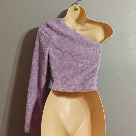Purple soft one cold shoulder blouse - Picture 15 of 17